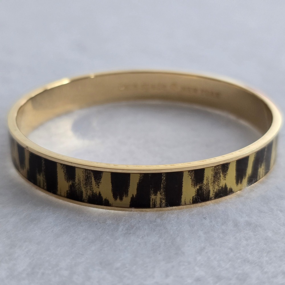 Kate Spade New York Gold Tone Leopard Print Bangle Bracelet Jewelry - Picture 5 of 10